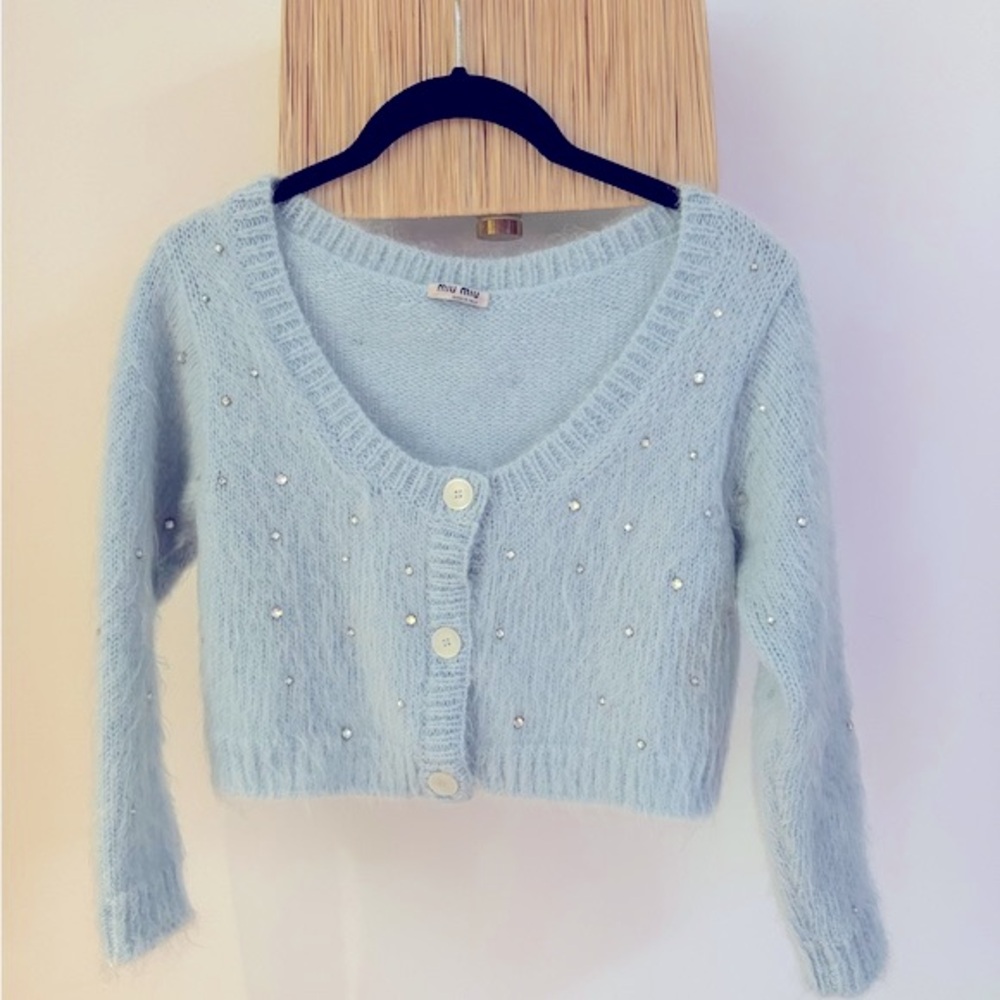 Miu Miu crop top mohair embroidered